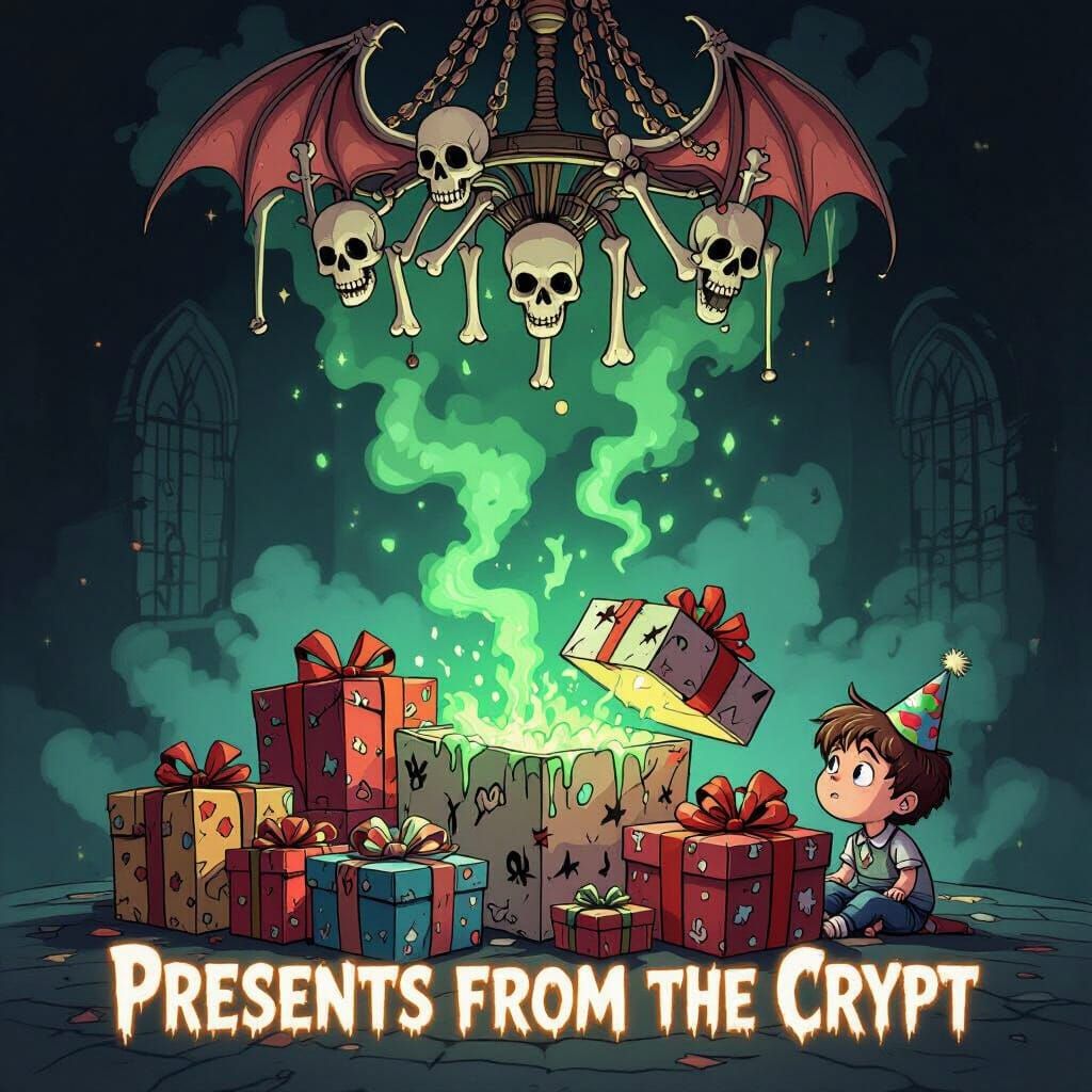 Gothic Cartoon Gifts Under Bone Chandelier
