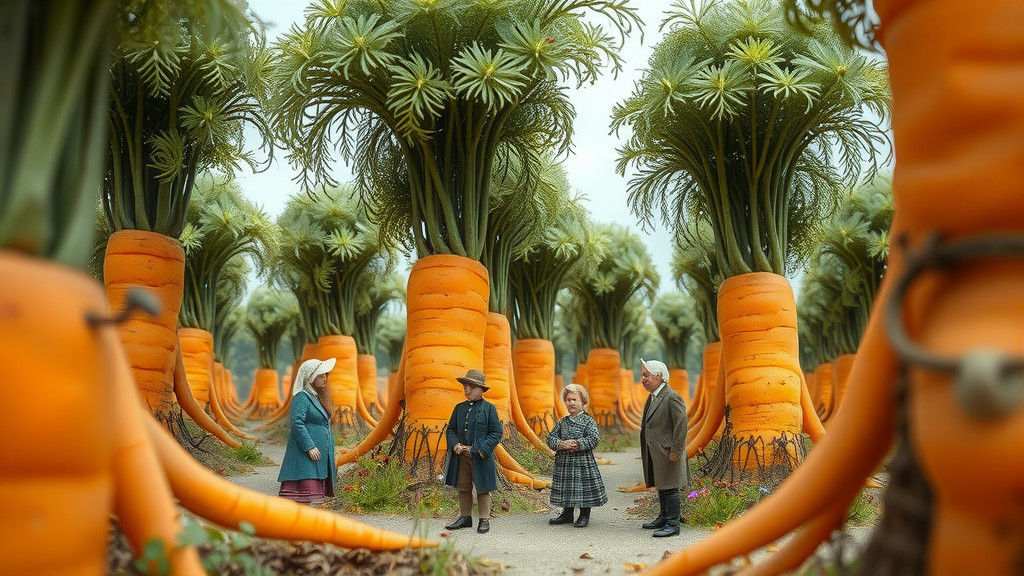 Giant Carrots Garden with Tiny Villagers