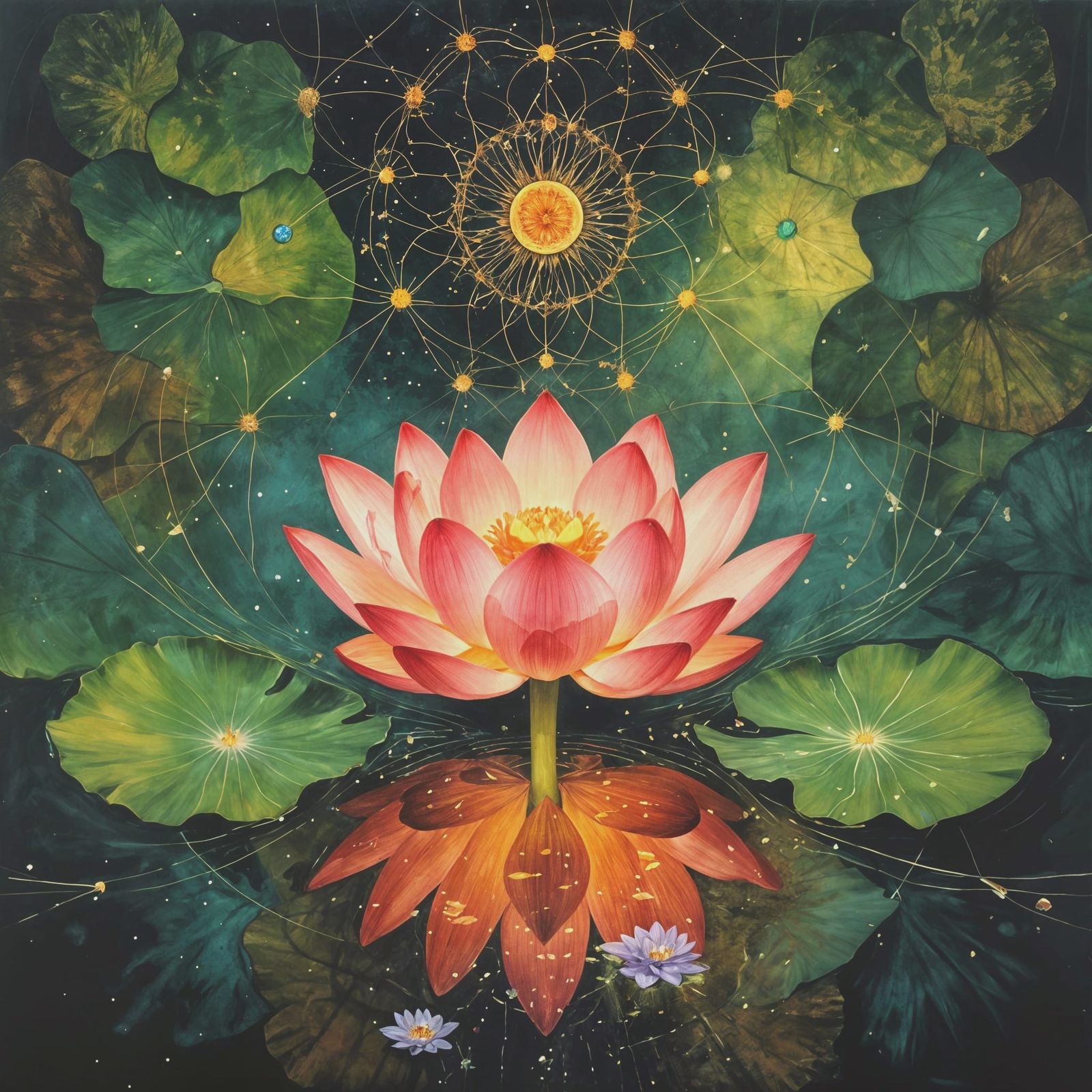 Abstract Neurographic Lotus Flower Art