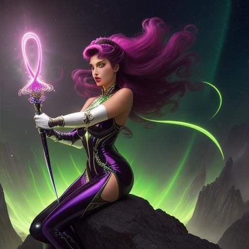 Vampire Assassin with Kintsugi Sword, in Dark Surrealism