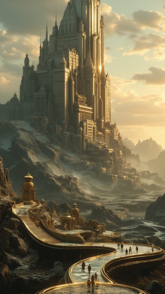 Epic Art Deco Megastructure Rises from Ancient Planet