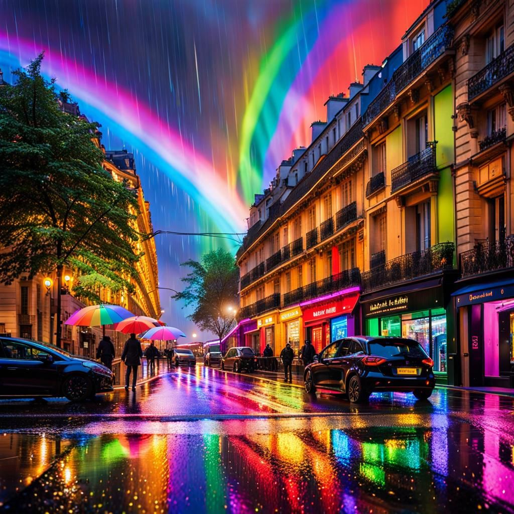 Rainbow City of Paris in Maximalist Style