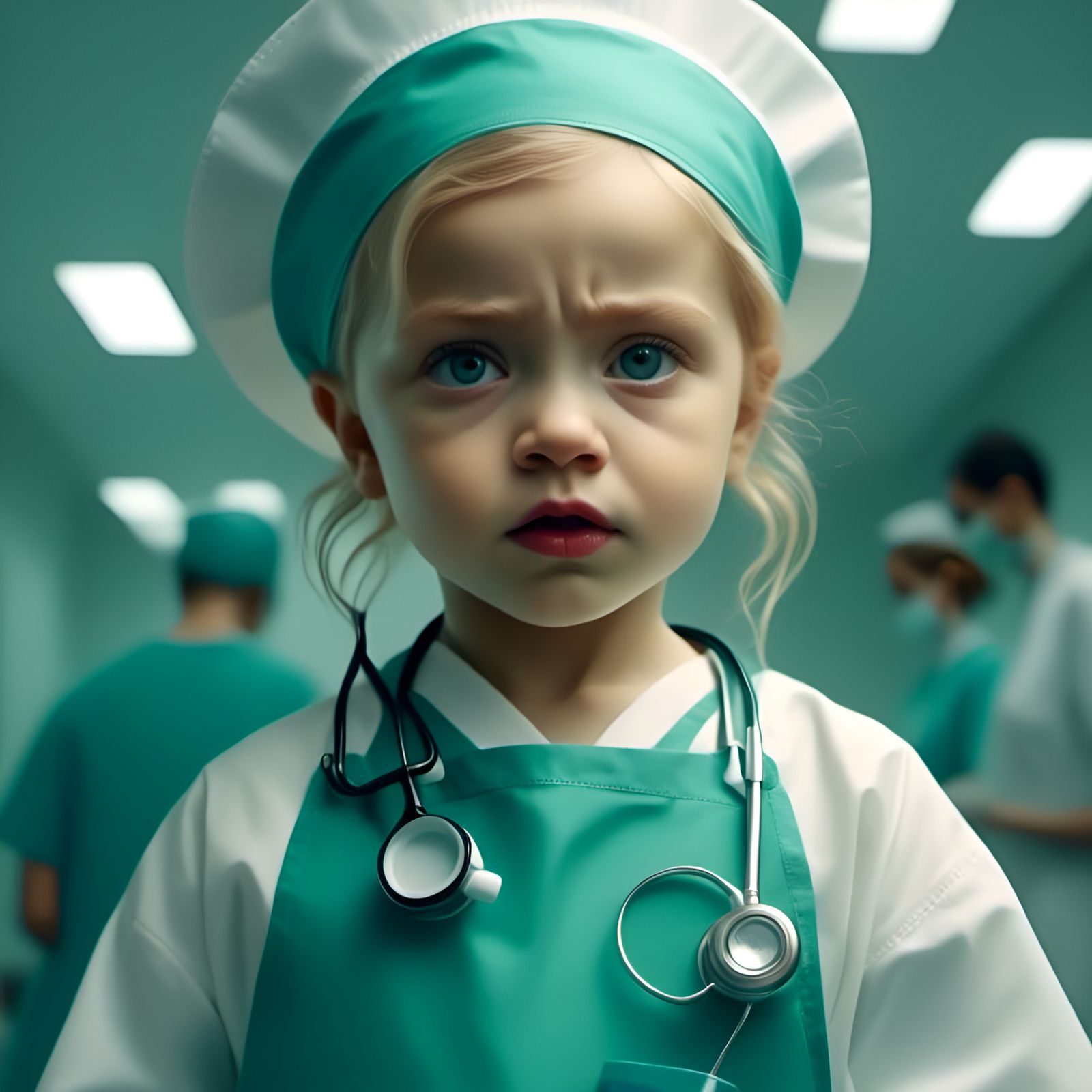 Toddler Madonna as Surgeon: Digital Art Portrait