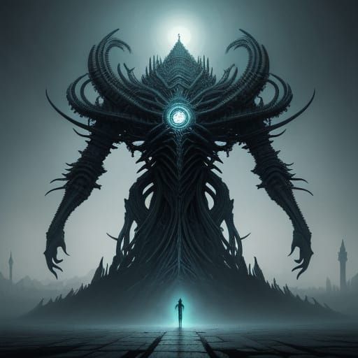 Cosmic Horror Math Being in Dystopian Surrealism