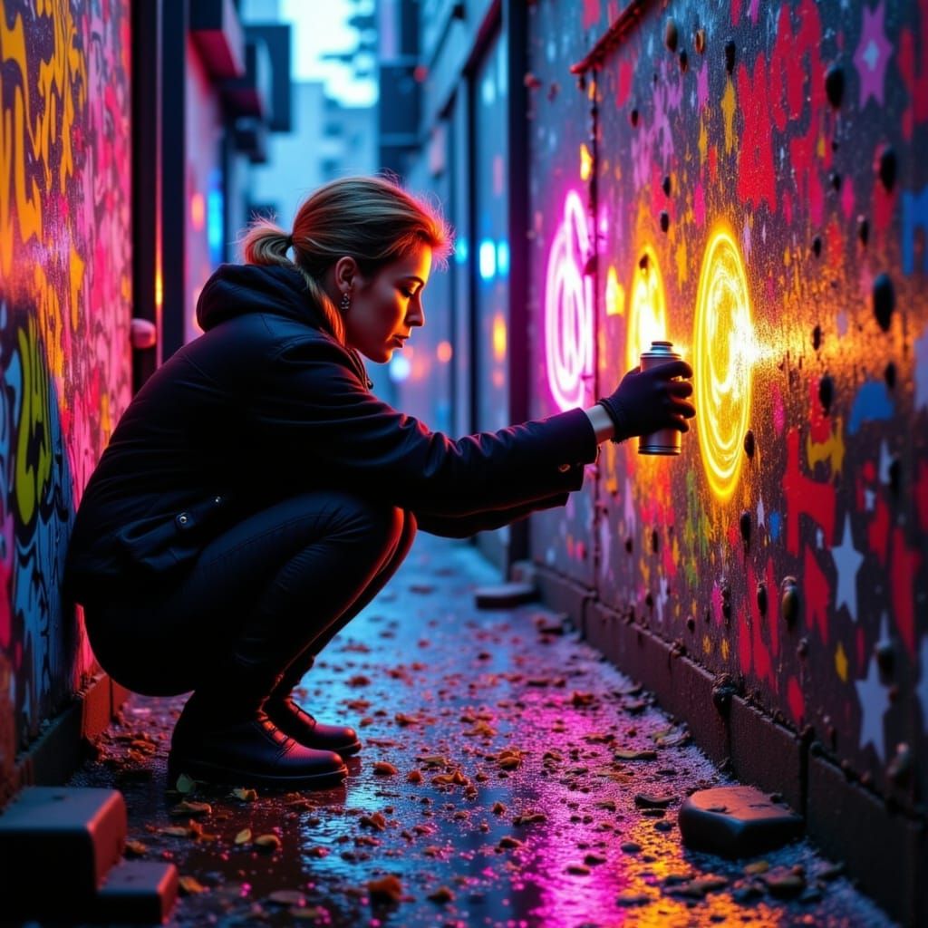 Vibrant Graffiti Art in Urban Alleyway
