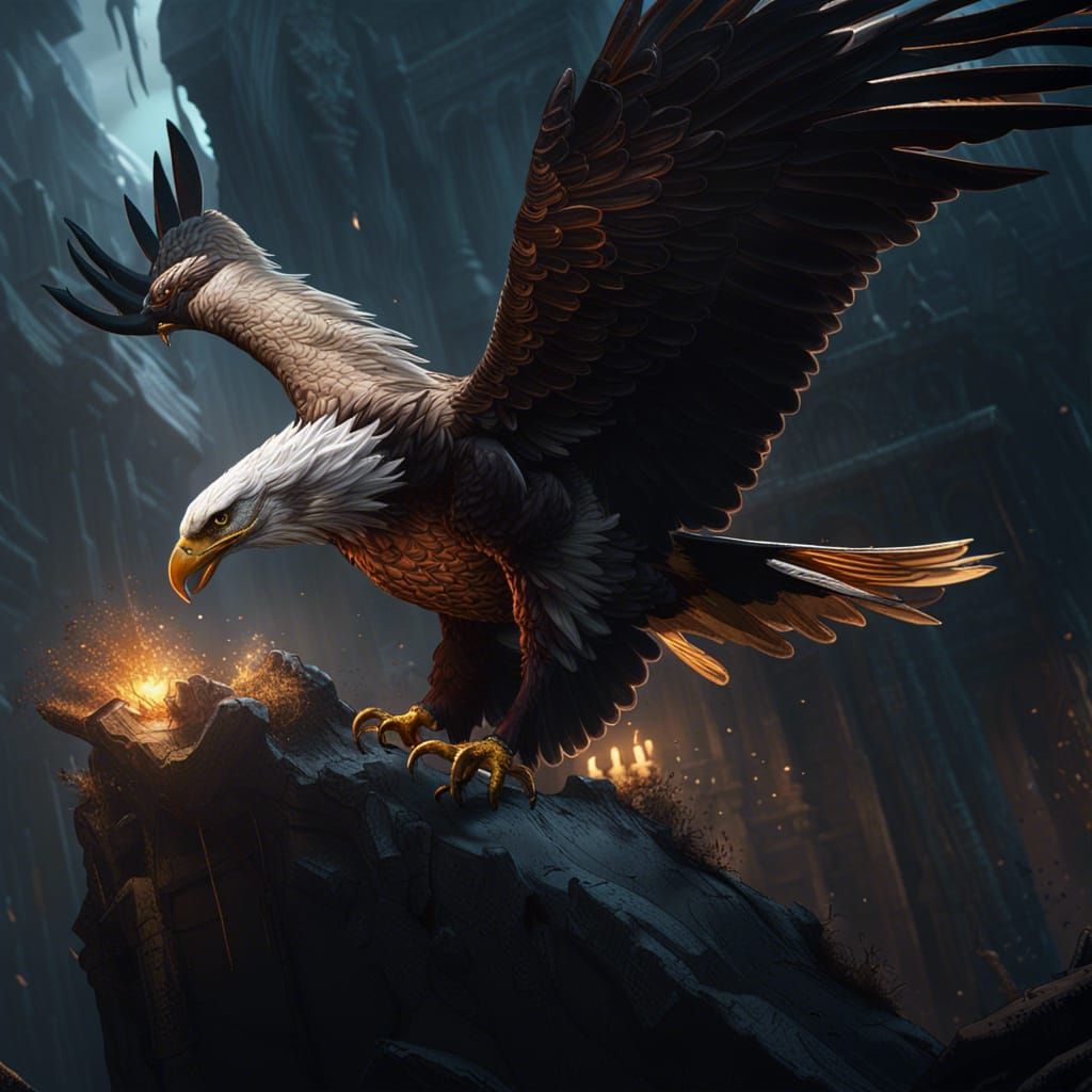 Eagle Hunting in Dark Fantasy Style