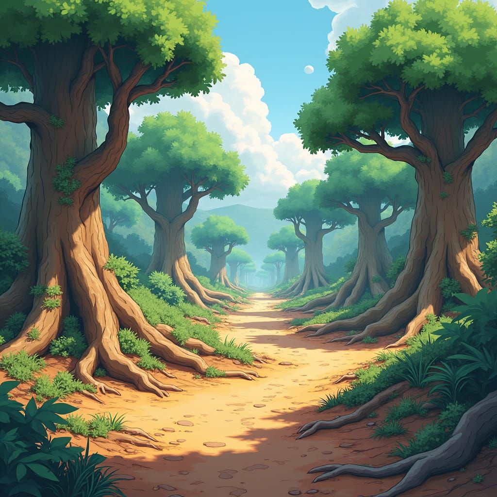 Vibrant Pokémon Dirt Battlefield in Fantasy Style