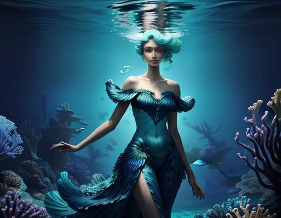 Blue-Skinned Amphipod Walks on Ocean Floor in Fauvism Style