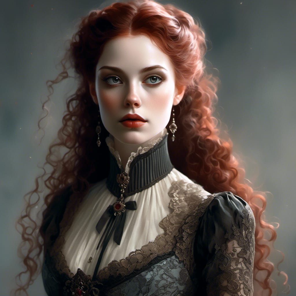 Rococo Portrait of Lady in Velvet and Lace