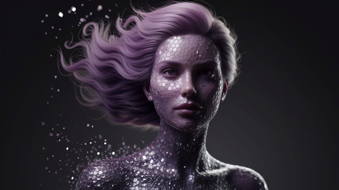 Agate Face with Flowing Hair and Ashes