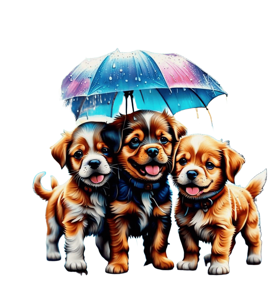 Babies and Puppies Playing in Candy Art Style