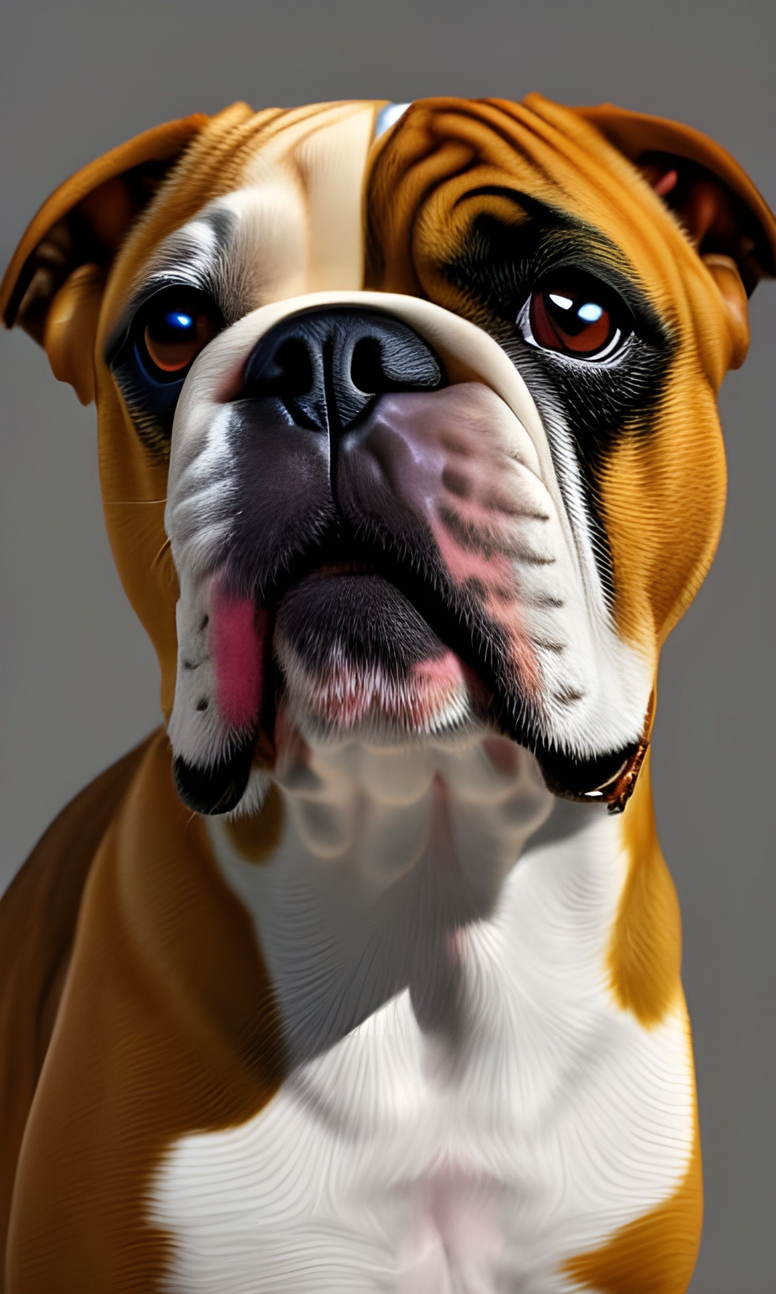 Australian Bulldog Portrait in Digital Art Style