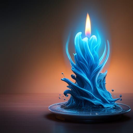 Neon Candle with Blue Flame, Digital Matte Painting