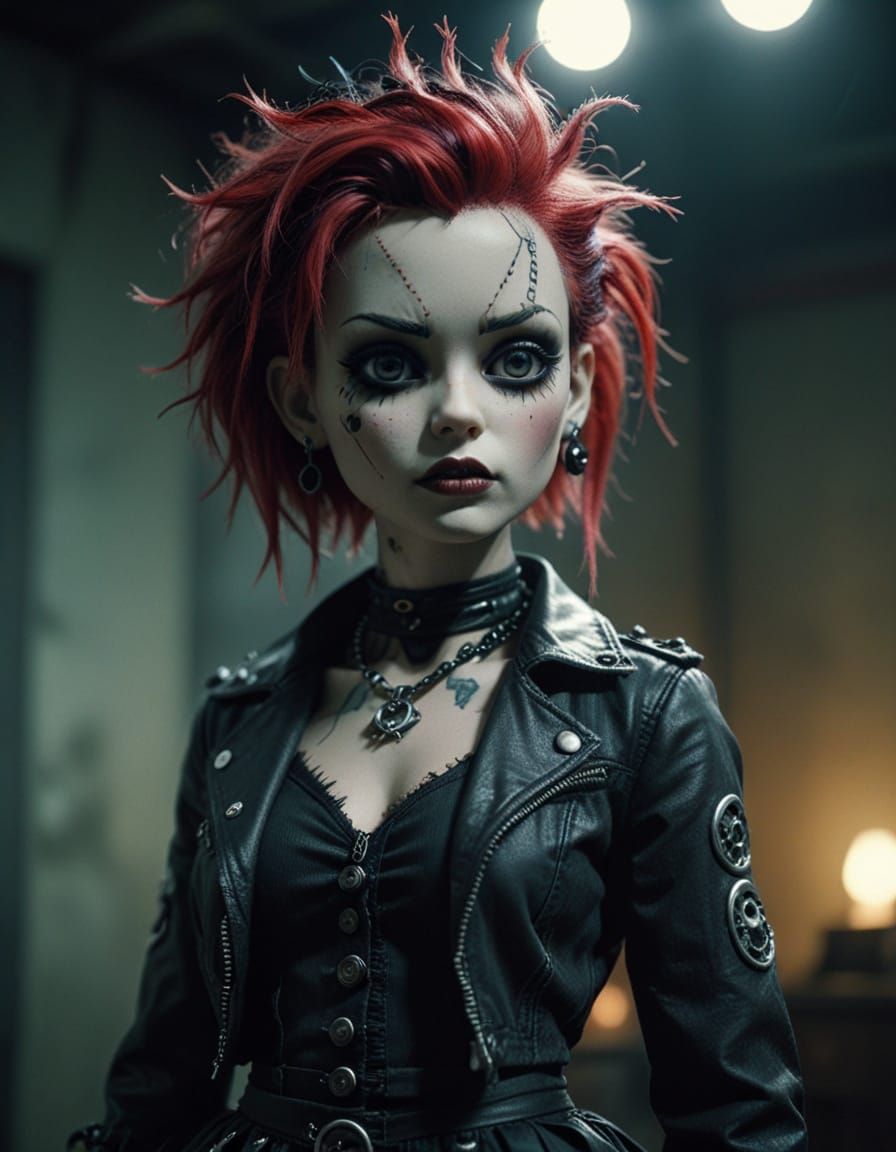 Gothic Punk Doll in Cinematic Style