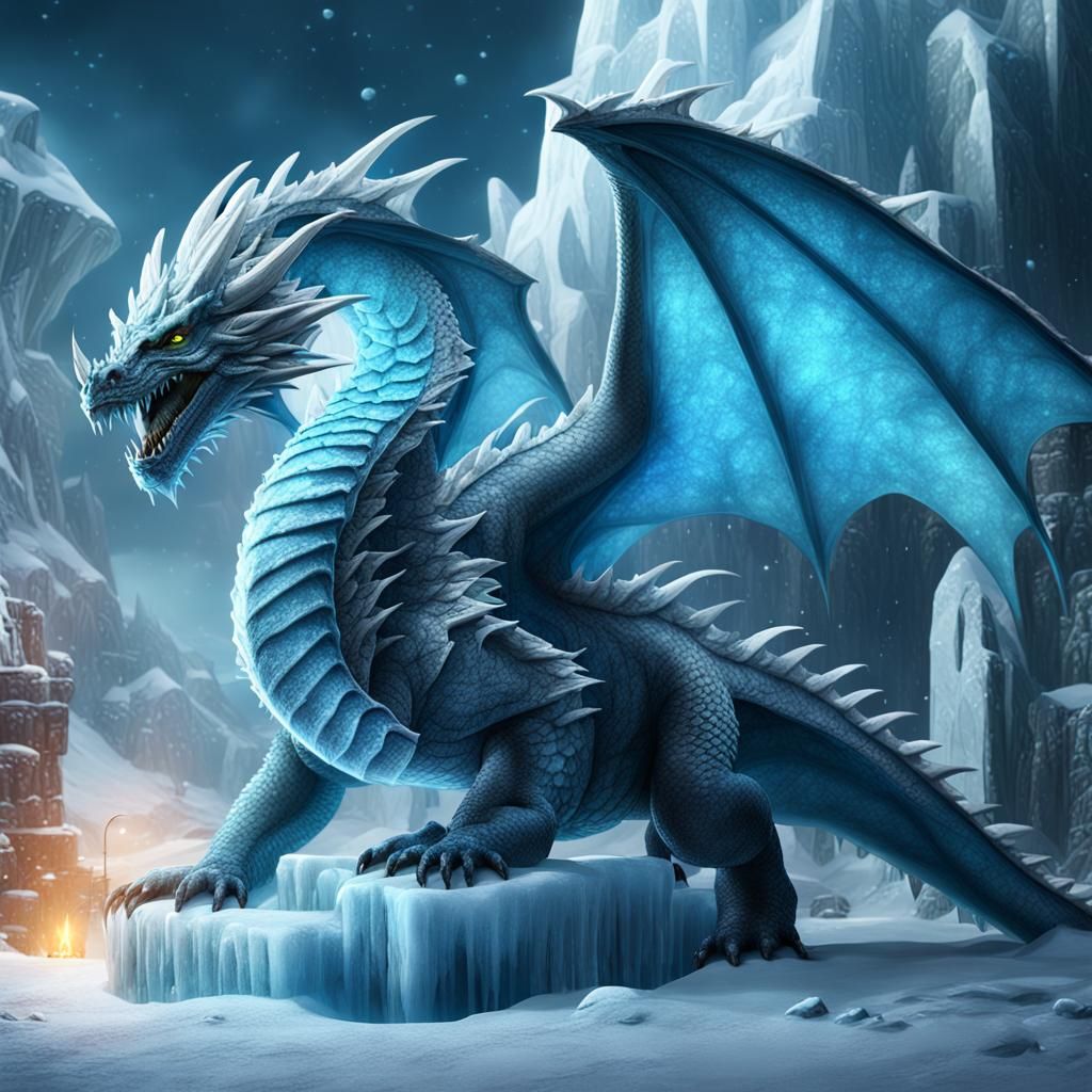 Ice Dragon in Ice Fortress: Fantasy Concept Art