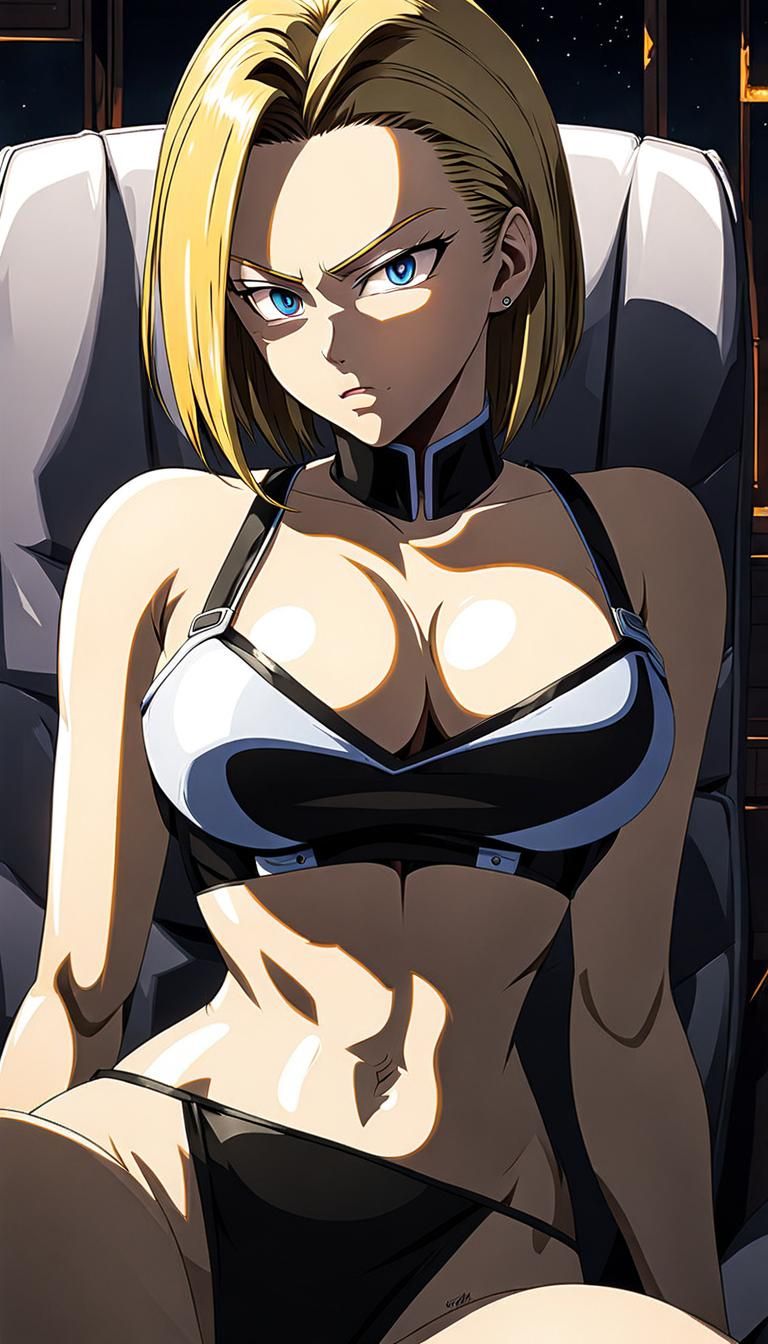 Android 18 in Detailed Anime Painting