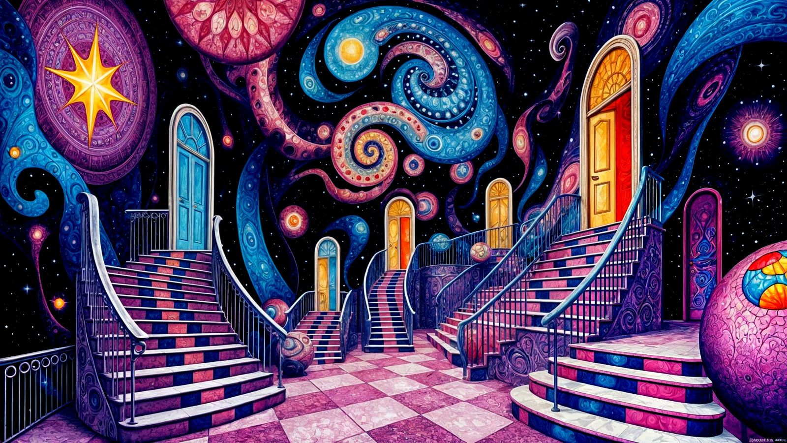 Escher-Inspired Stairway to Celestial Realms