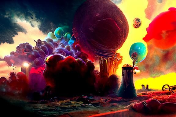 Big Bang Explosion in Kinetic Pointillism Style