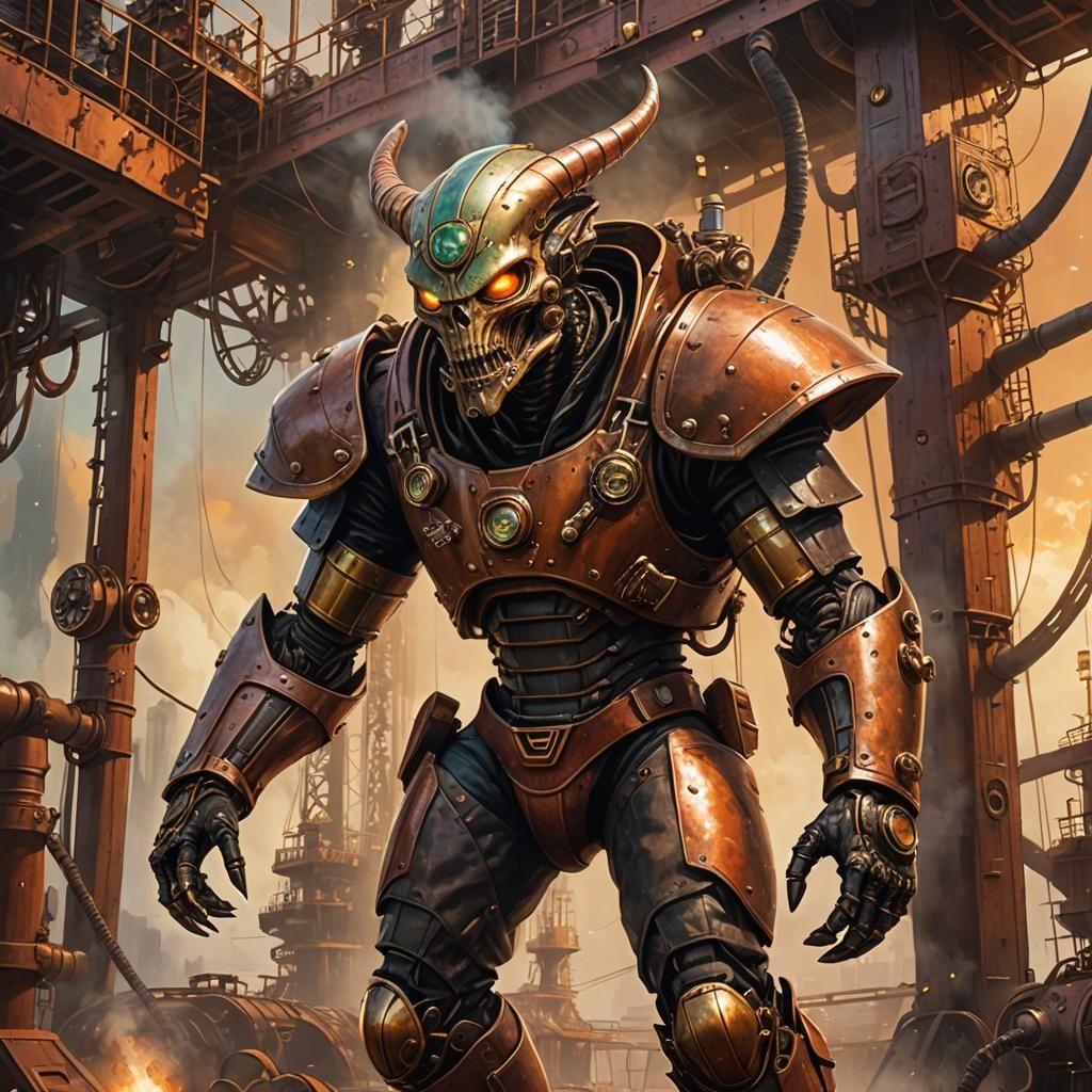 Steampunk Football Alien Invasion on Oil Rig