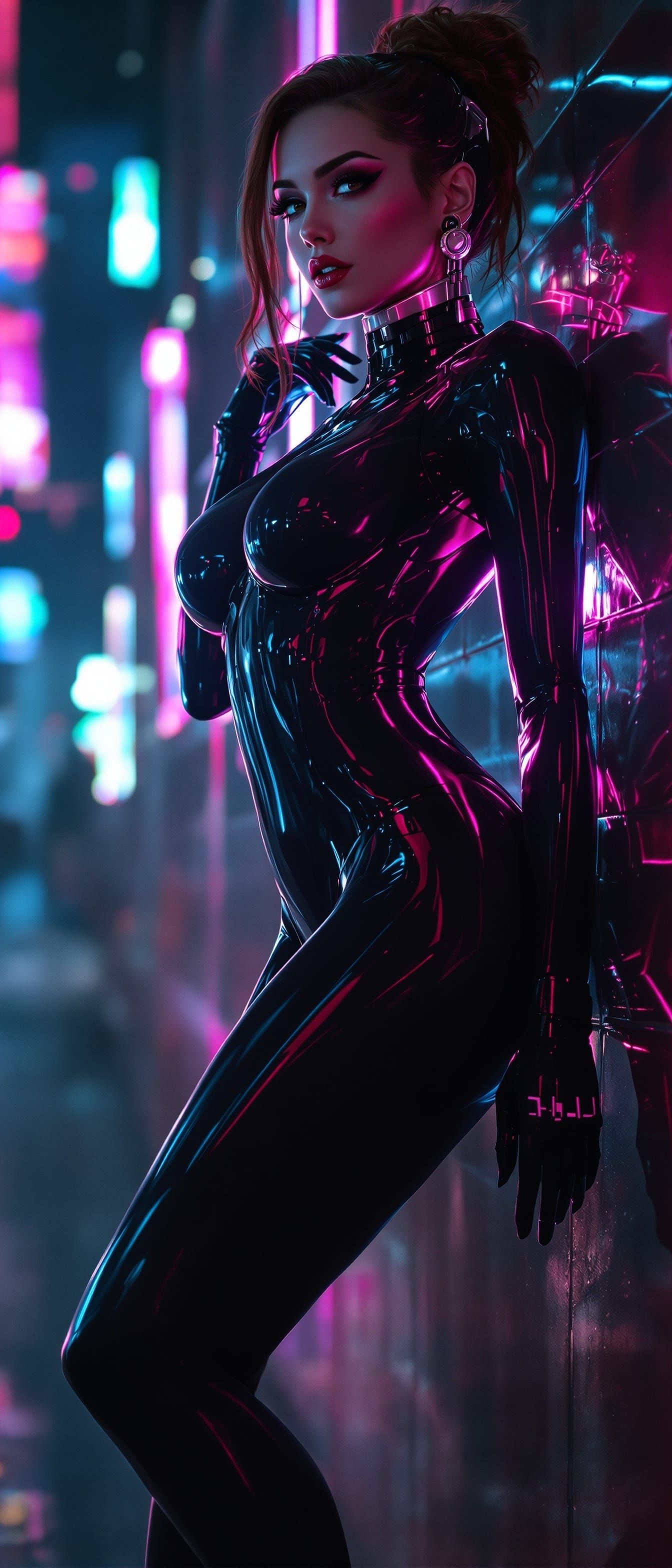 Cyberpunk Femme Fatale Pinup in Hyperrealistic Detail