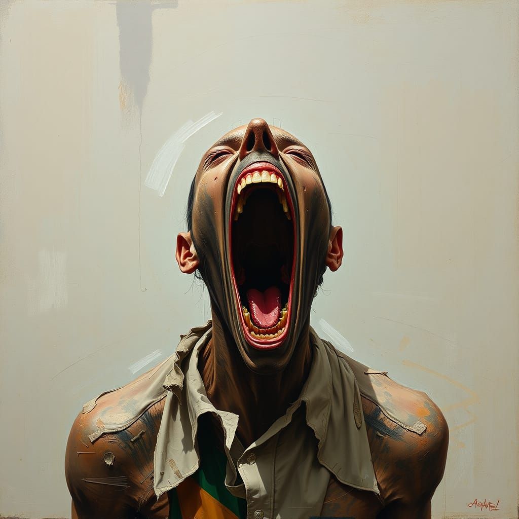 Earth Figure Screaming in Expressionist Style