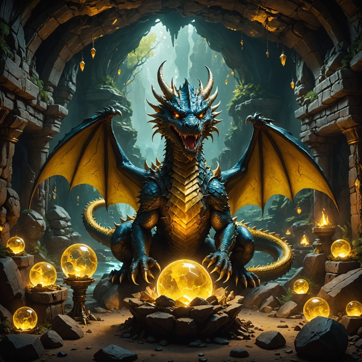 Epic Dragon Lair in Vibrant Fantasy Colors