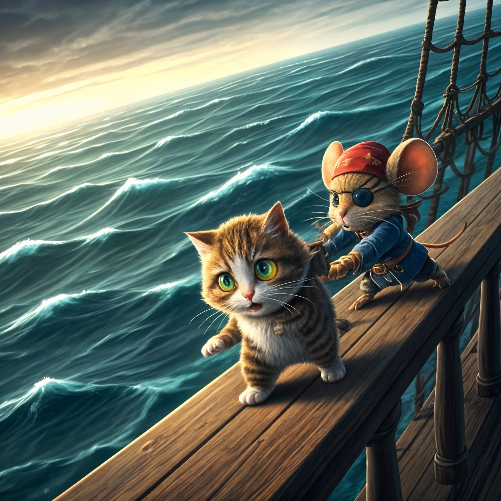 Pirate Mouse Forces Cat to Walk the Plank