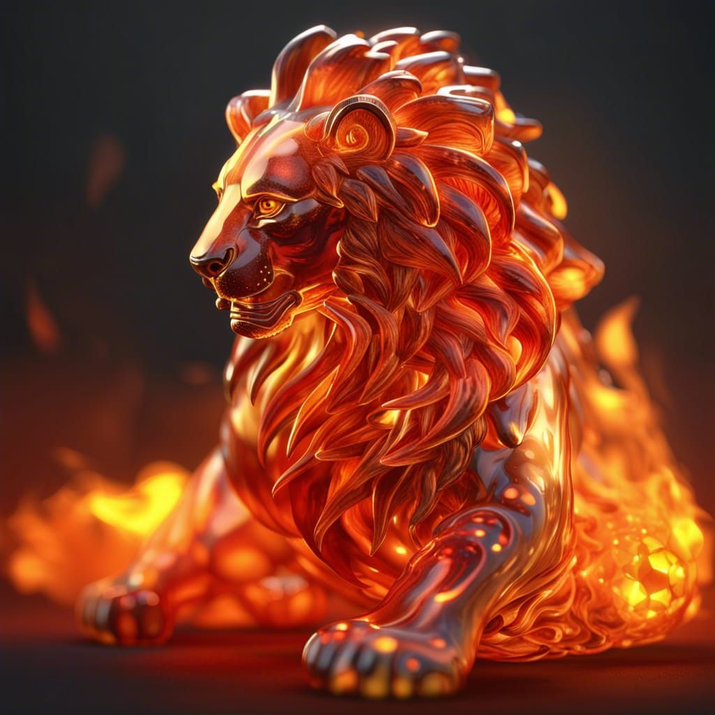 Fiery Glass Lion: Fantasy Concept Art