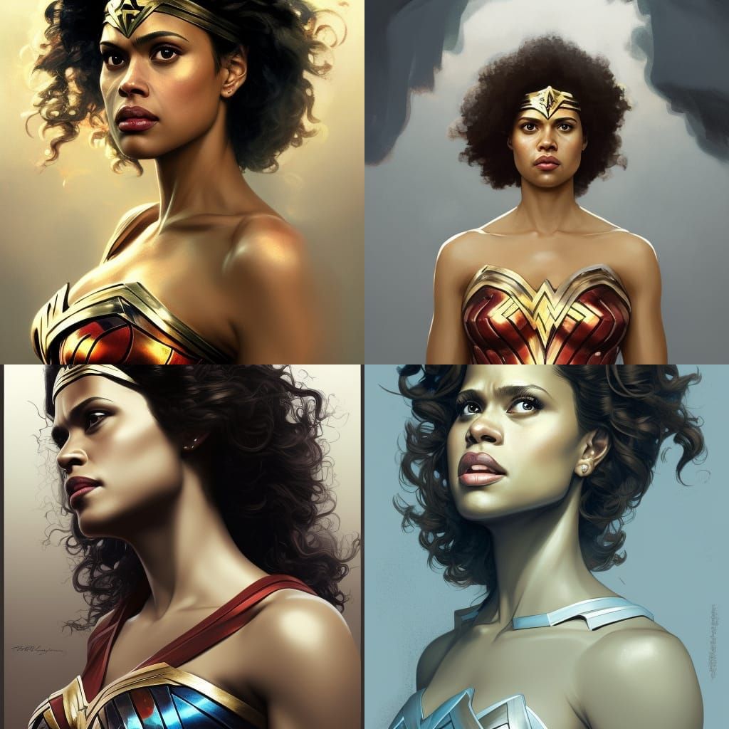 Wonder Woman Portrait in Hyperdetailed Style