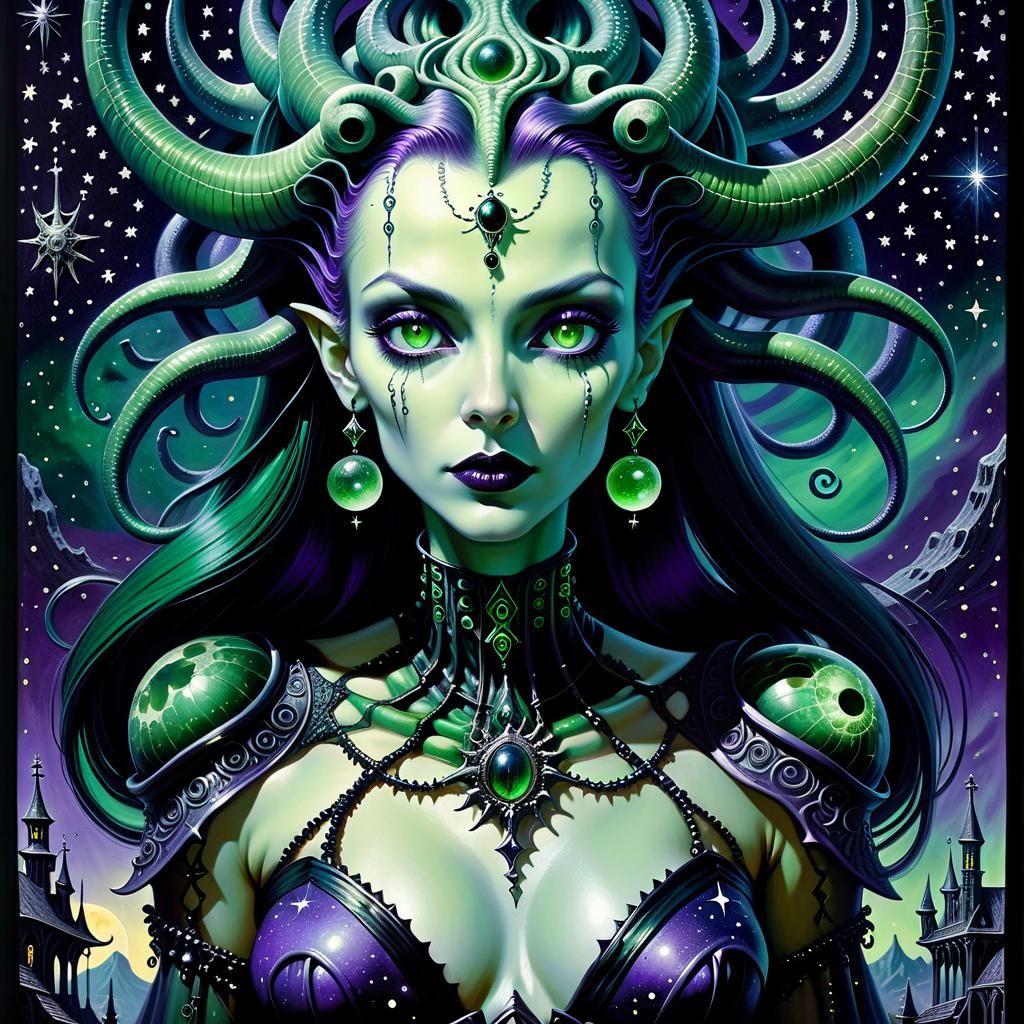 Eldritch Goddess Pinup in Gothic Fantasy Style
