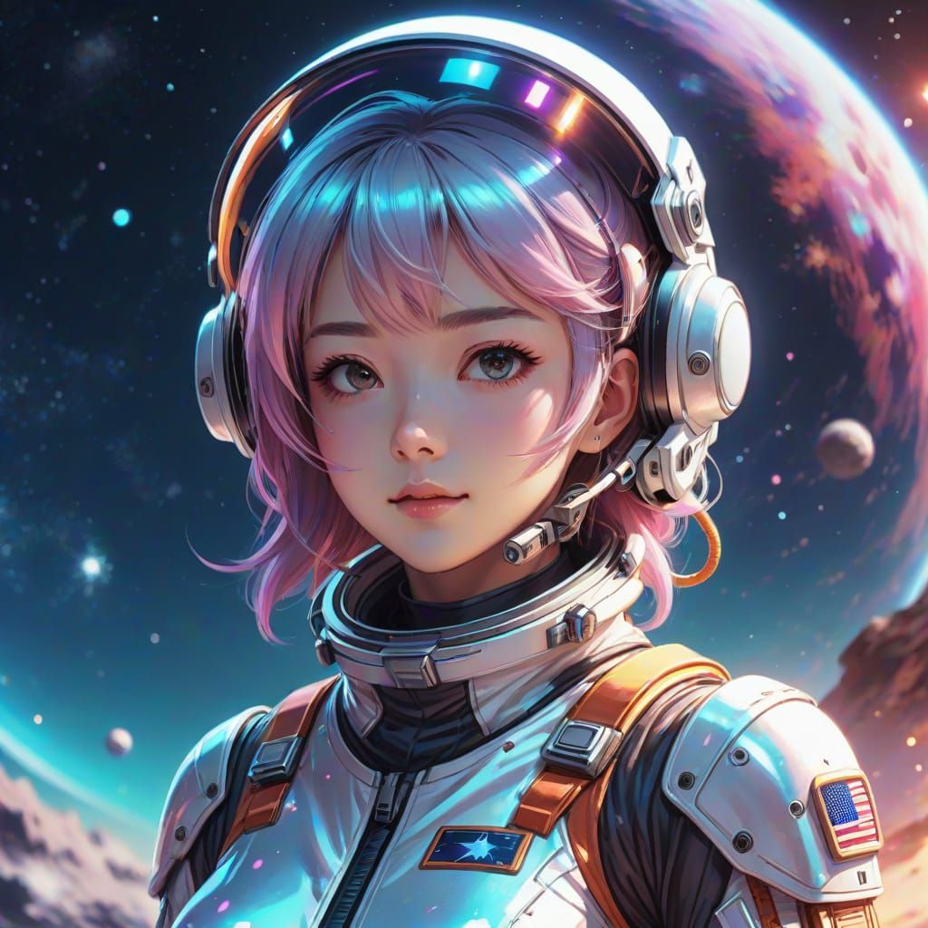 Astronaut Girl in Anime Style Digital Art