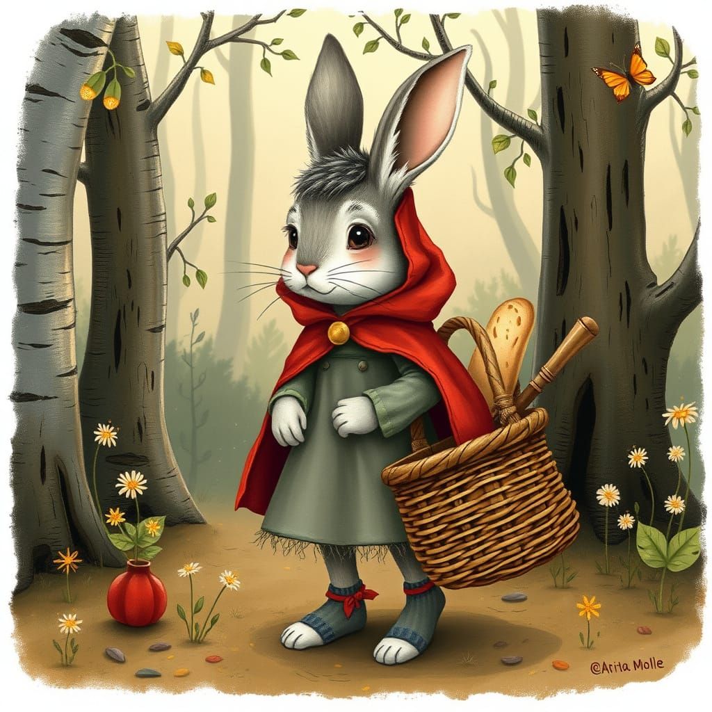 Whimsical Bunny in Enchanted Forest