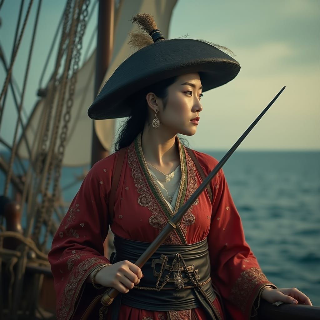 Epic Portrait of a Chinese Pirate Queen in Cinematic Style