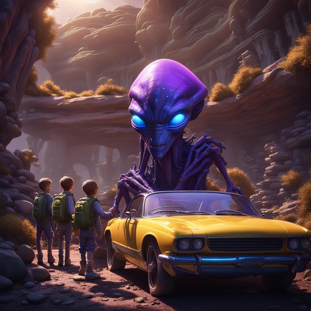 Alien Family Vacation in Hyperrealistic 3D