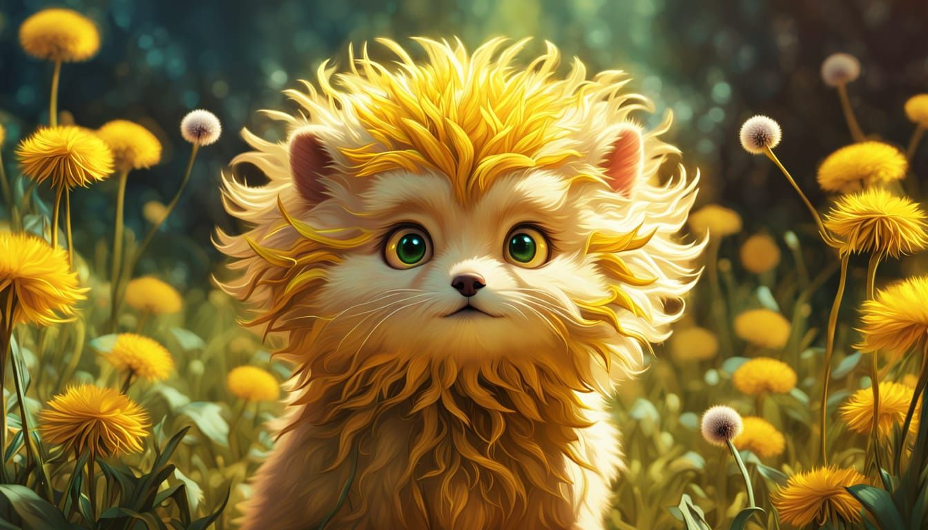 Whimsical Dandelion-Inspired Anime Creature