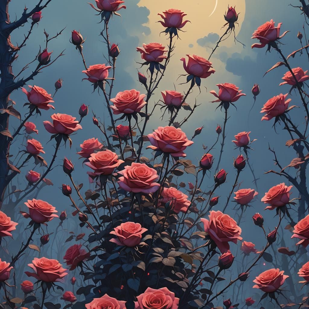 Floating Roses in Dreamlike 8k Matte Painting