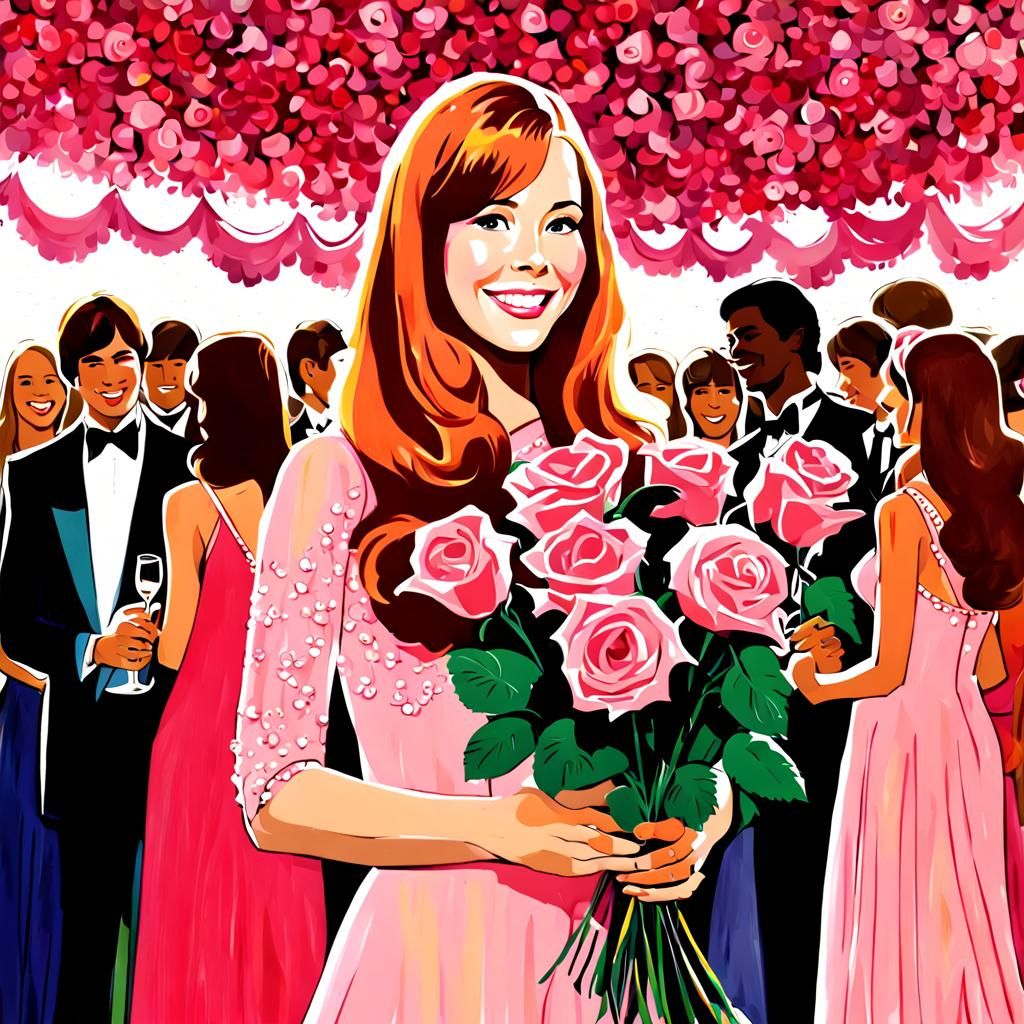 High School Prom Portrait in Vivid Illustration Style