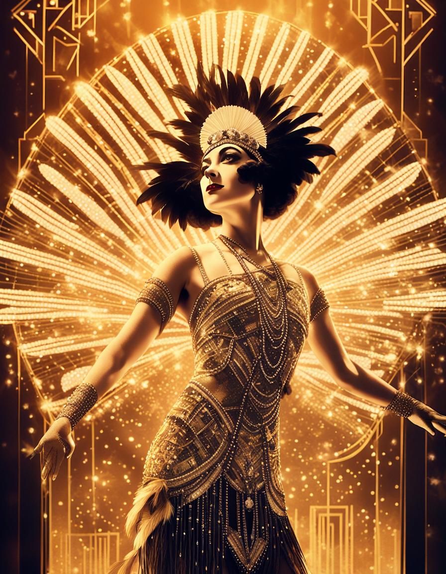 1920s Burlesque Dancer in Art Deco Style