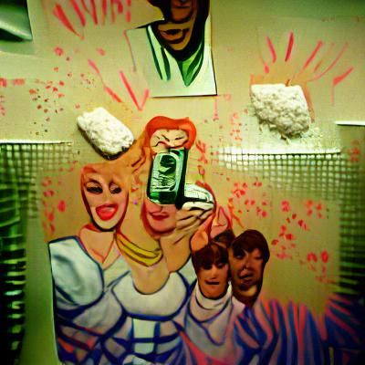 Cocaine in Bar Bathroom: Vibrant Pop Art Scene