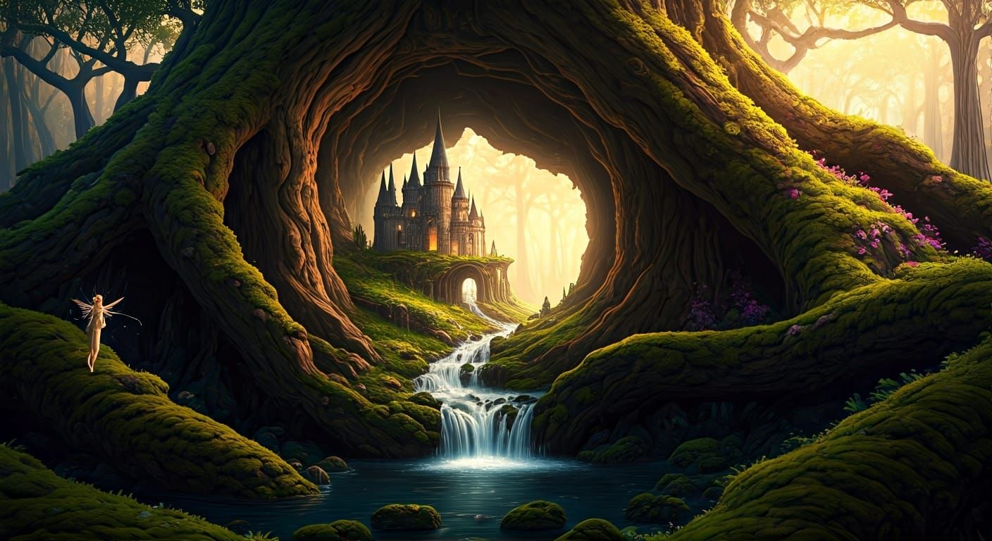 Enchanting Fairy Kingdom Inside Ancient Oak Tree