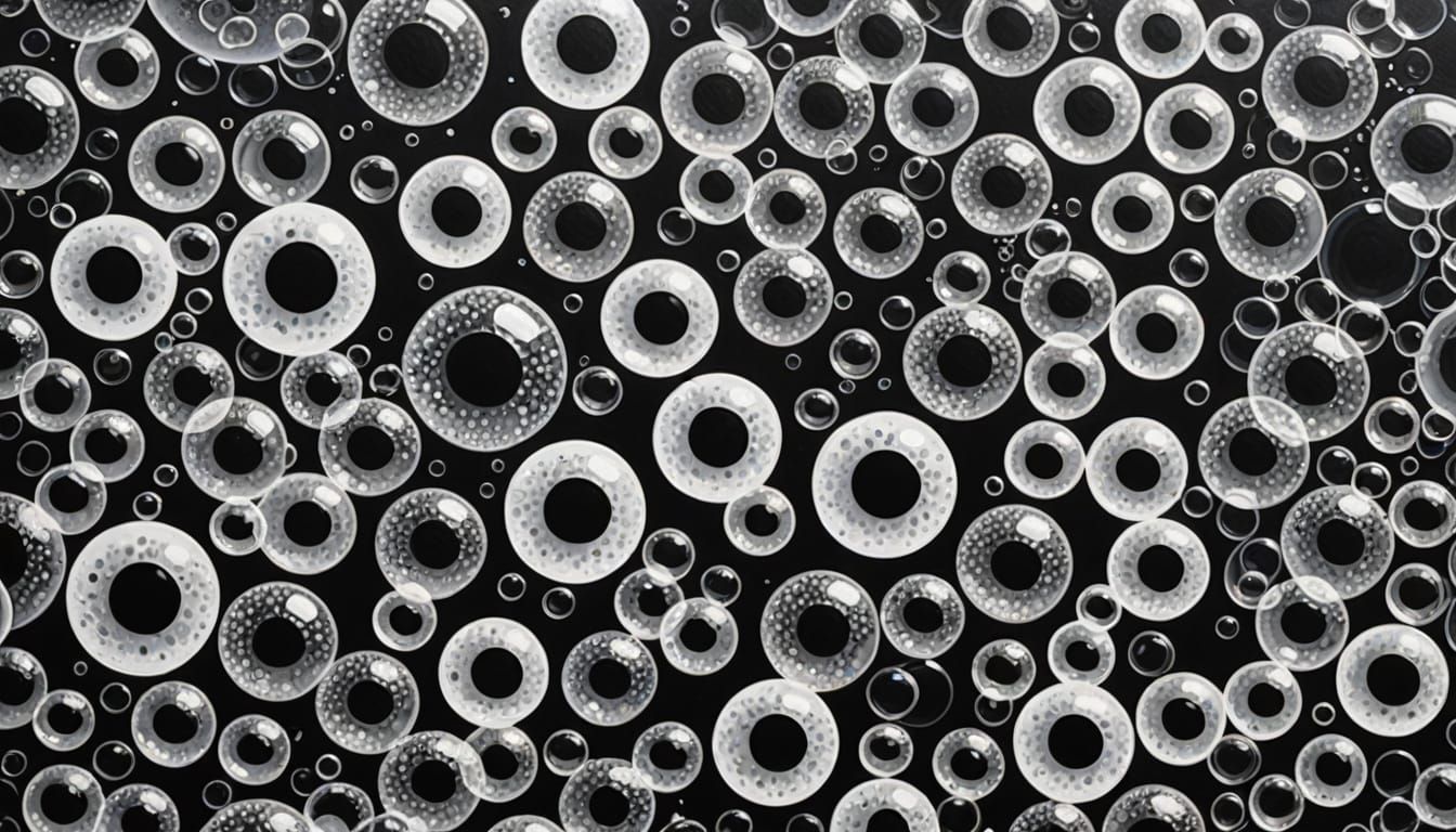 Silver and White Bubbles in Pointillism Style