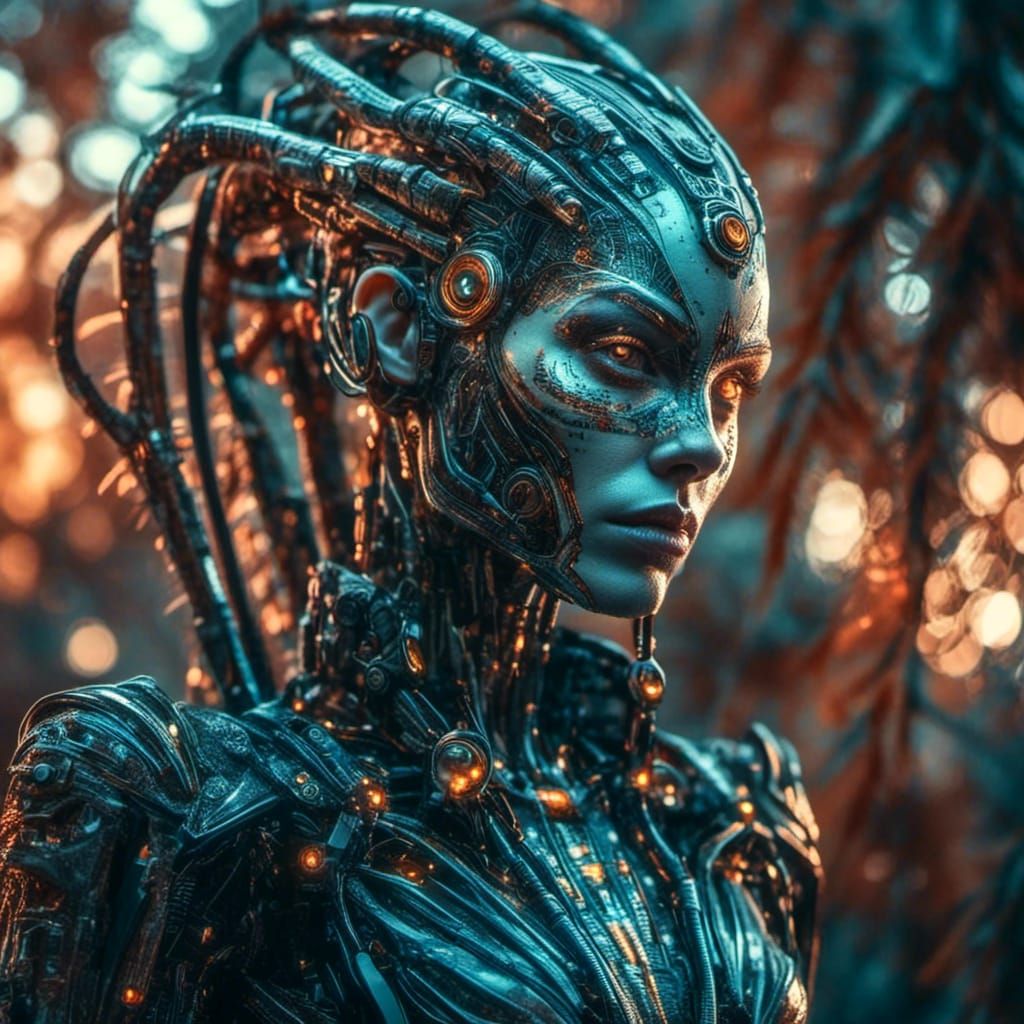 Cybernetic biopunk alien