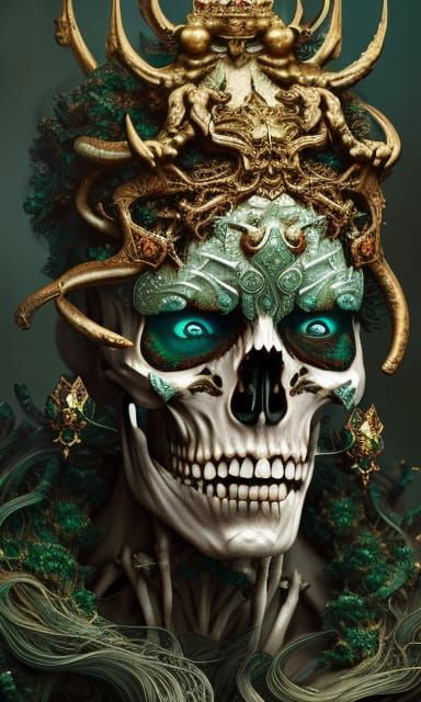 Skeleton Demon Portrait in Detailed Fantasy Art