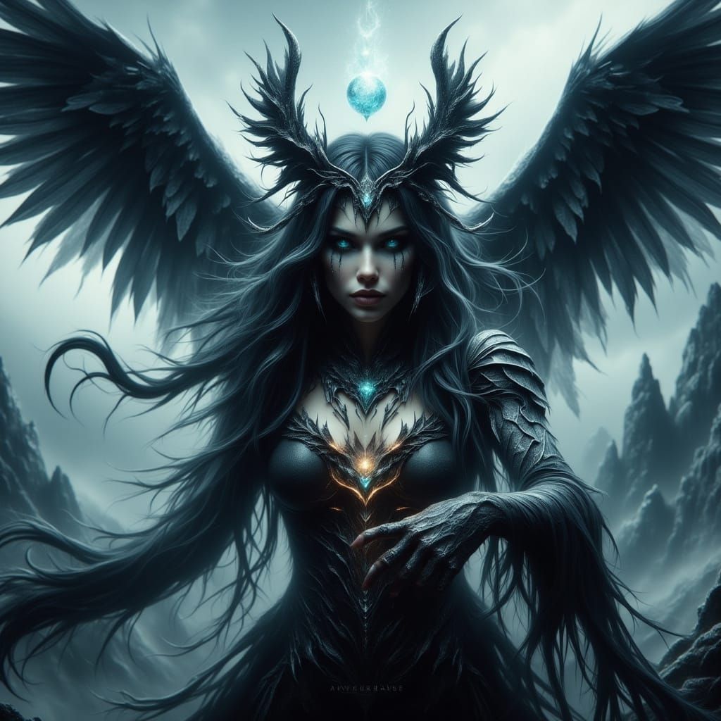 Mystical Harpy Sorceress Unveils Dark Magic in Ethereal Land...
