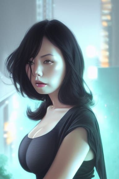 Elaborate Portrait of Hitomi Tanaka in Art Nouveau Style