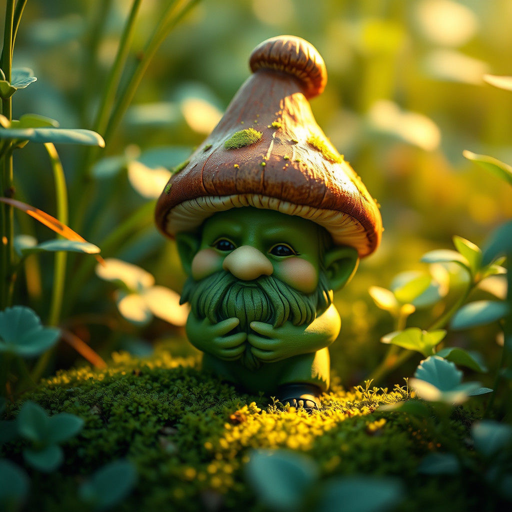 Detailed Garden Gnome in Lush Greenery