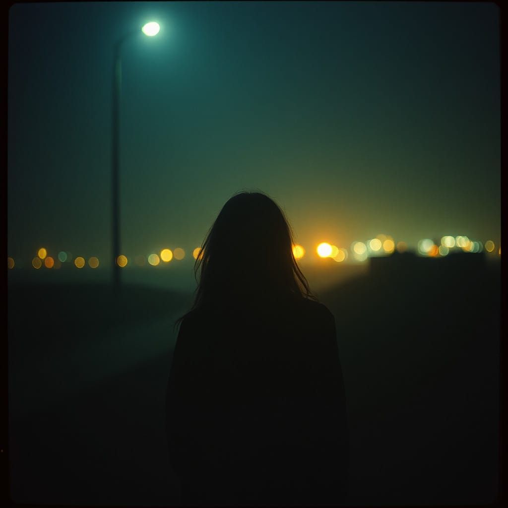Ethereal Midnight Reverie in Film Noir Style