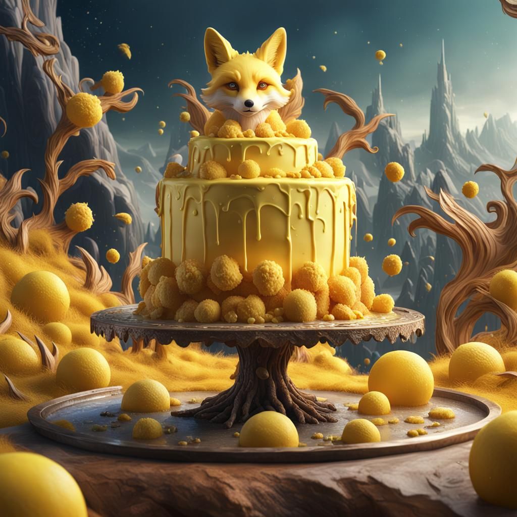 Vanilla Yellow Fox Dessert in Detailed Matte Painting