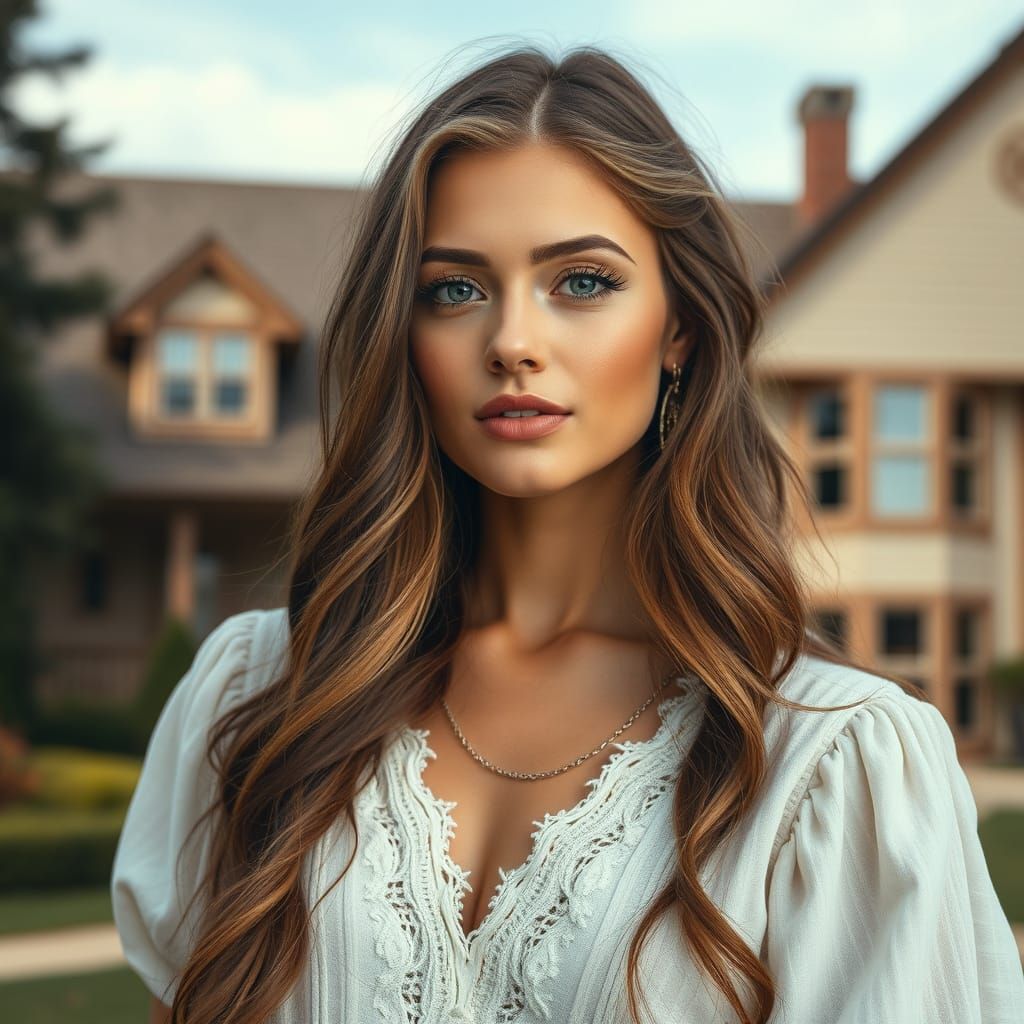 Stunning Young Woman in House Cutaway