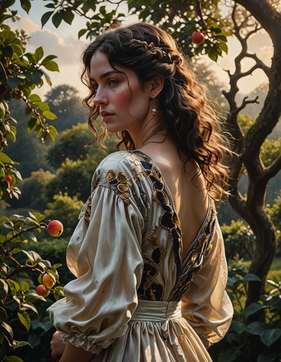 Renaissance Woman with Snake, Oil on Canvas